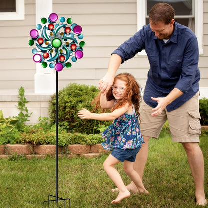Solar Wind Spinners Outdoor - Wind Sculptures & Spinners, 60.6 Inch Windmill Kinetic Yard Art Decor