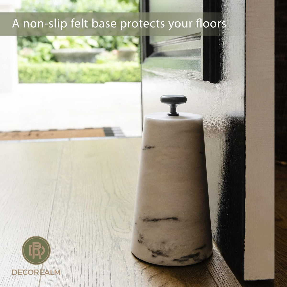 Marble Decorative Door Stop, Cute Door Stopper with Cast Iron Handle, Heavy Weighted Door Stop for