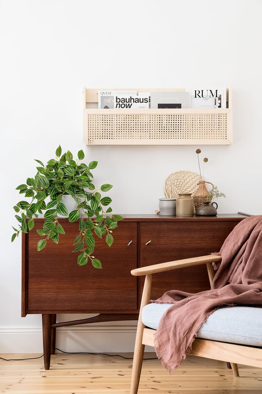 Briful Artificial Plants Indoor Fake Potted Silk Plants Faux Watermelon Peperomia Draping Plant for