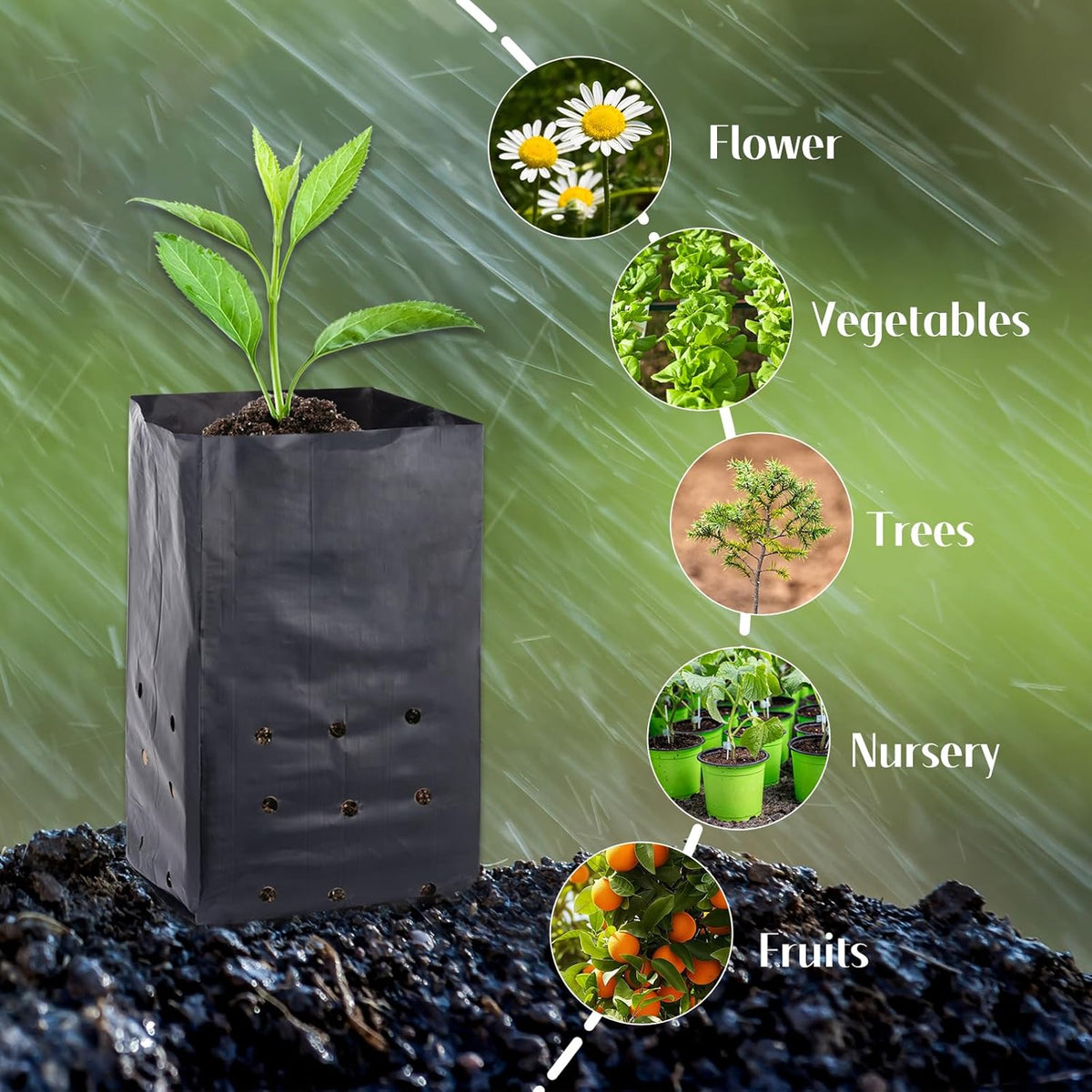 100 Pcs Nursery Growing Bags Seedling Starter Bags with 30 Plant Labels & 2 Mini Watering