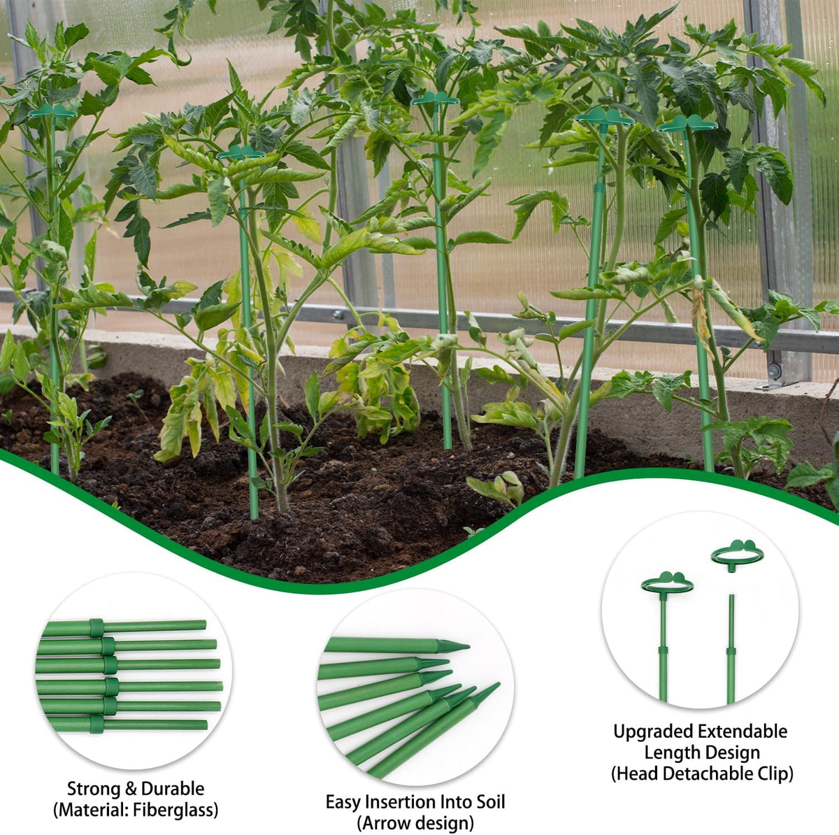 Extendable Plant Stakes, Length Scalable from 17.5IN to 30.1IN Plant Support Stake, Orchid Sticks