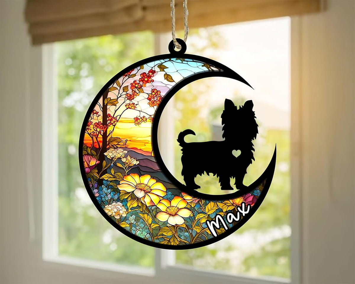 Personalized Dog Memorial, Custom Name Yorkshire Terrier Dog Christmas Ornament with Name, Custom