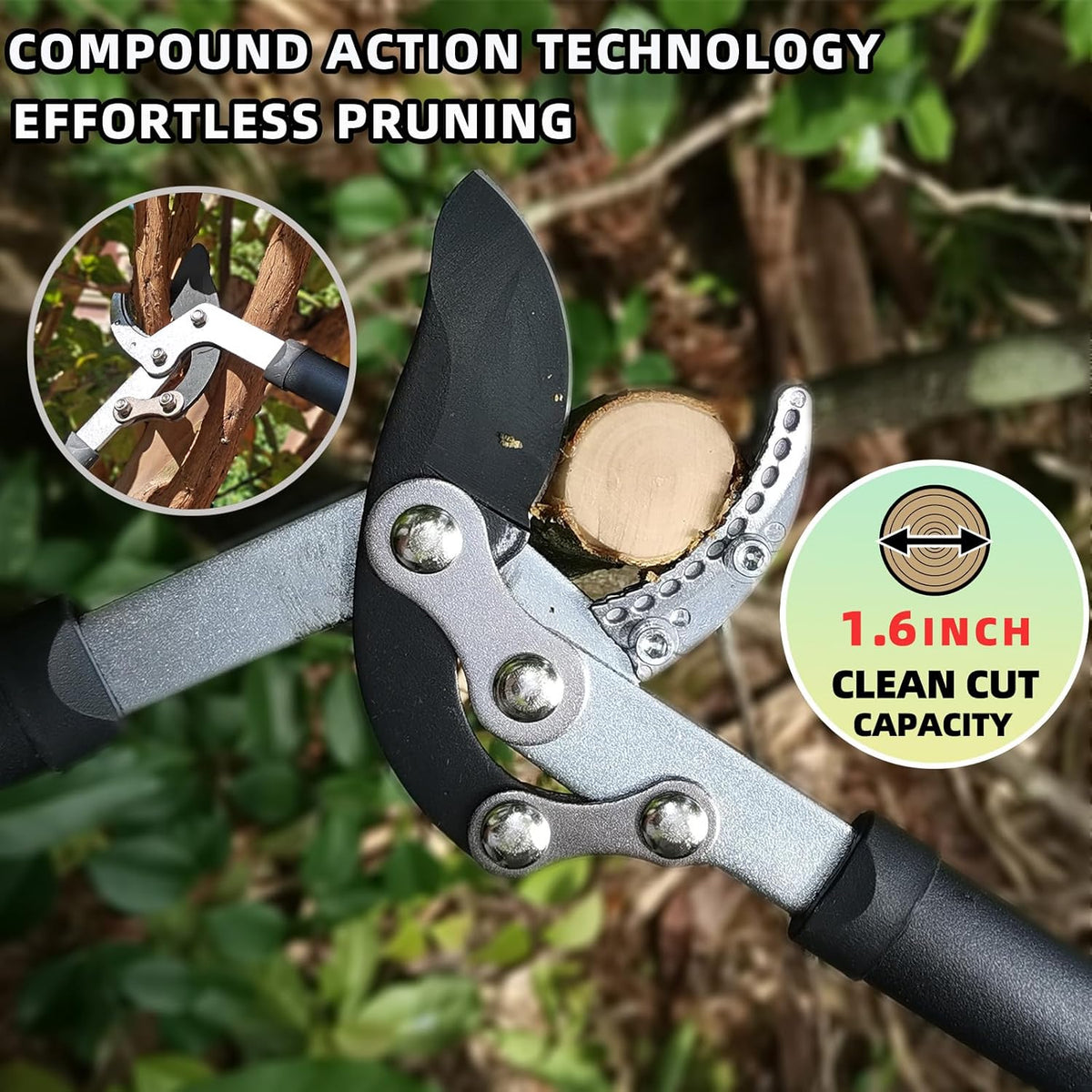 Lopper Heavy Duty Branch Cutter Tree Clippers with Compound Action, Chops Thick Branch Ease, Garden
