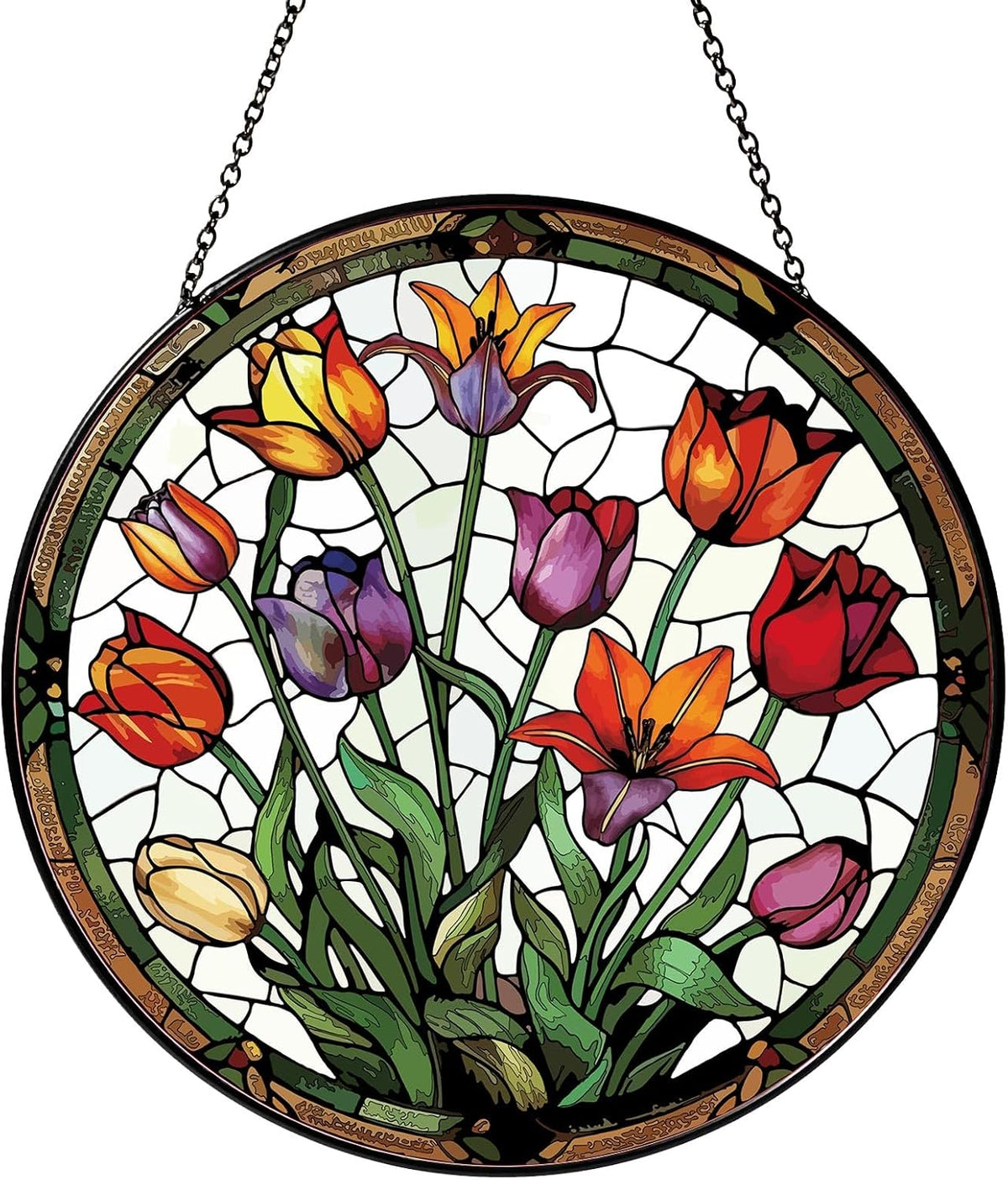 Tulip Stained Glass Window Hanging Botanical Sun Catcher Decor Tulip Lover Gifts for Women