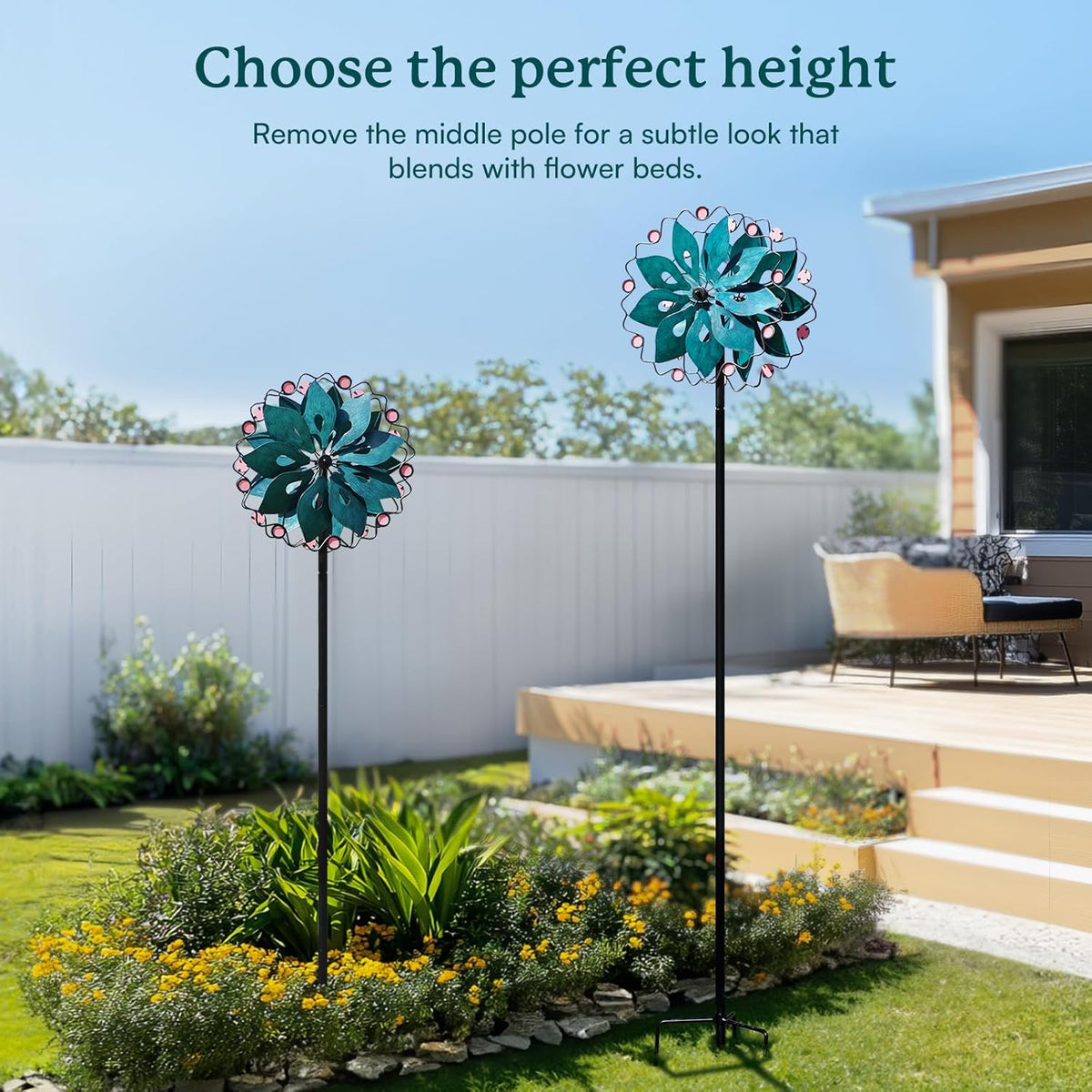 Wind Spinners Outdoor - Metal Garden Wind Spinner with Stake, Windmill for Yard, Gift for Family
