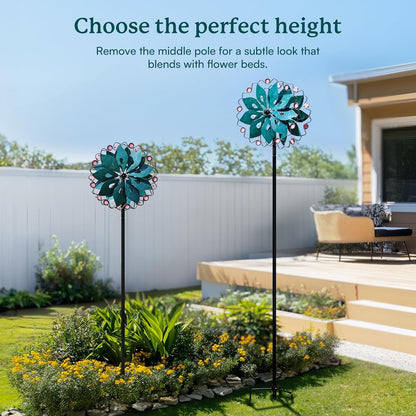 Wind Spinners Outdoor - Metal Garden Wind Spinner with Stake, Windmill for Yard, Gift for Family