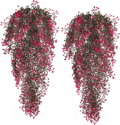 RECUTMS Hanging Fake Vine Plants 4 Pcs Artificial Large Garland Faux Flower Ferns Plant Baby Breath