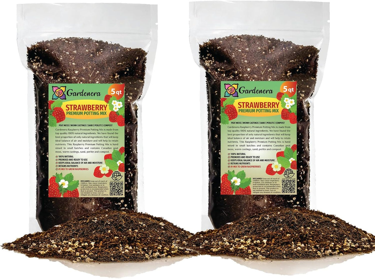 Gardenera Strawberry Premium Potting Soil Mix - Ideal Blend for Growing Robust and Flavorful