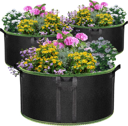 Grow Bags of 3-Pack 50 Gallon, Garden Planter Bags with Handles, 320GThickened Nonwoven Fabric