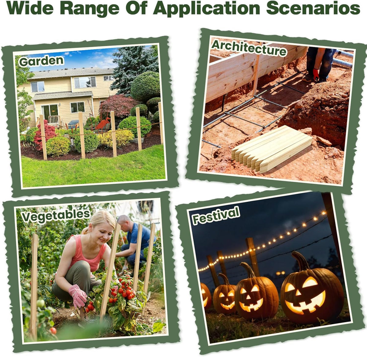 48 Pieces Wooden Garden Stakes 24 Inch Grade and Survey Stakes Wooden Garden and Sign Posts for