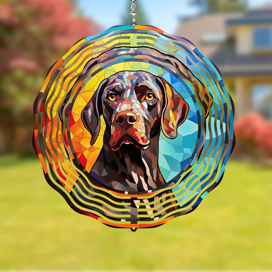 German Shorthaired Pointer Dog Wind Spinners Outdoor Dog Memorial Gifts, 3D Metal Kinetic Hanging