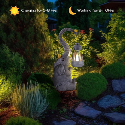 ILLUMINEW Solar Outdoor Garden Decor Elephant Statues Lights, Lucky Elephant Unique Mom Birthday