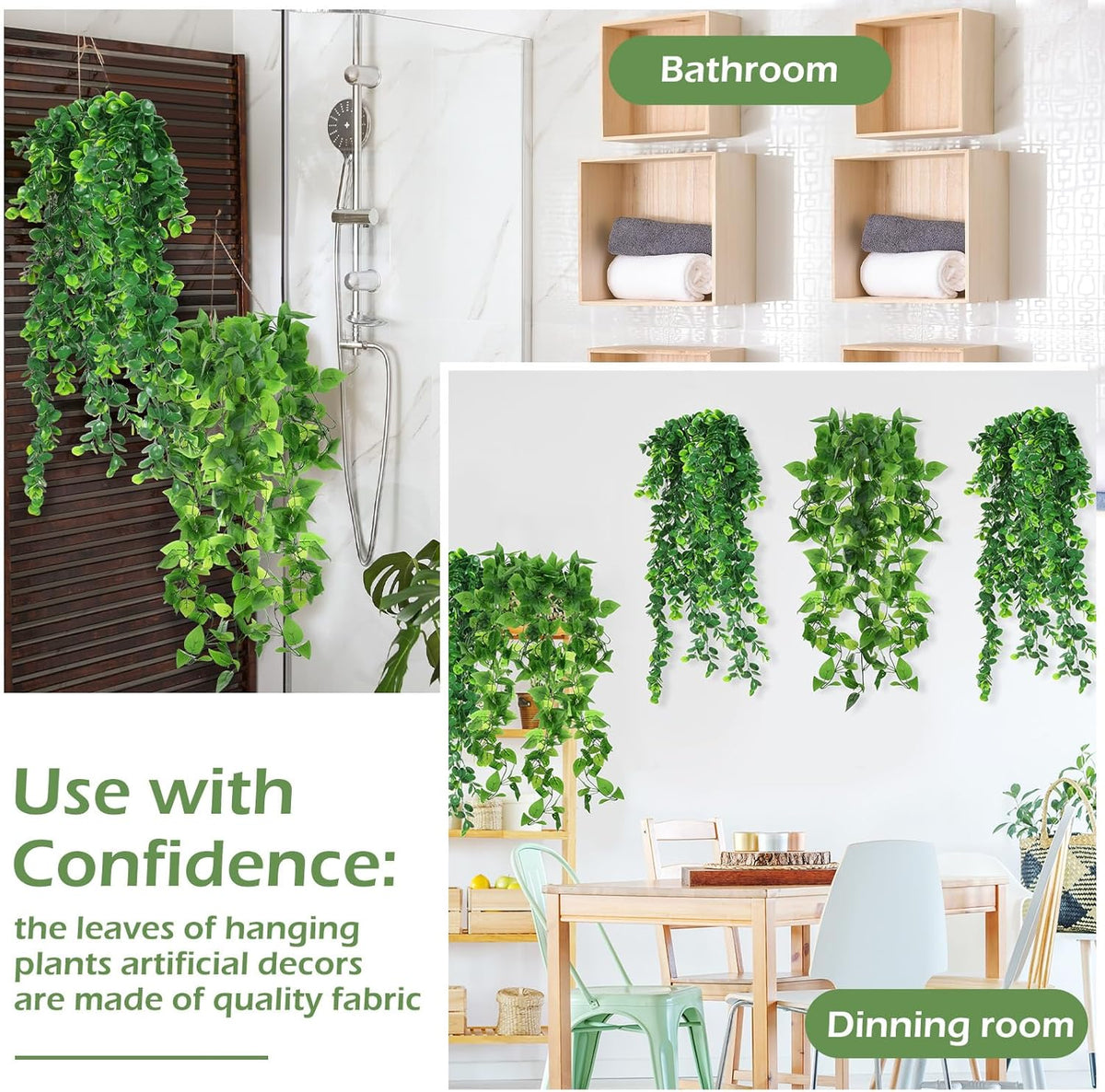 Hoteam 12 Pcs Artificial Hanging Plants 32 Inch Fake Ivy Vines with Fake Leaves Patio Artificial