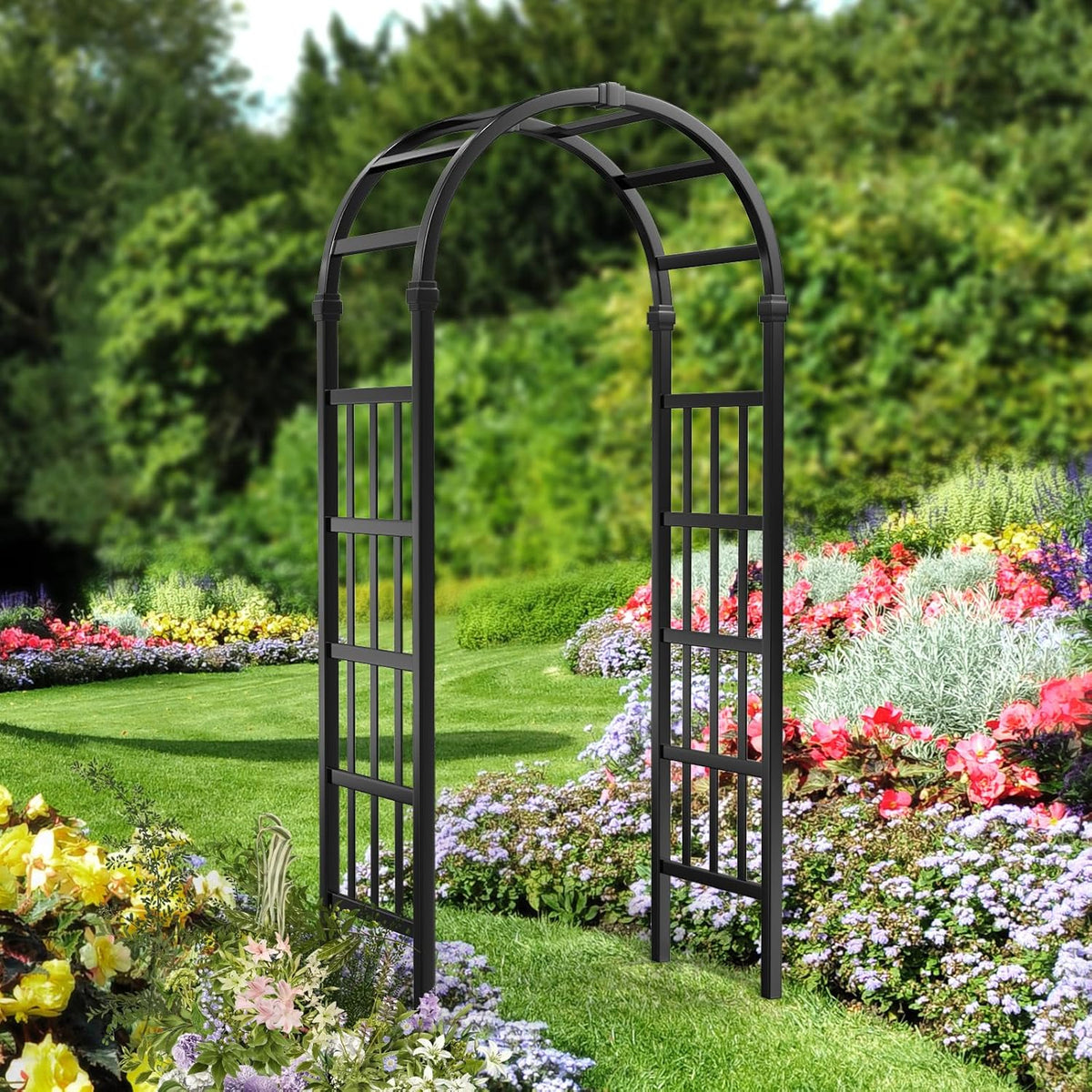 VINGLI Vinyl Garden Arbor, PVC Wedding Arch for Ceremony Party, Garden Trellis for Climbing Plants