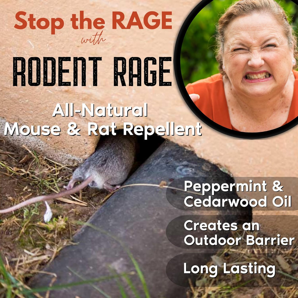 Rodent Rage Rat and Mouse Repellent; All-Natural Rodent Outdoor Barrier; Keeps Rats and Mice Out of
