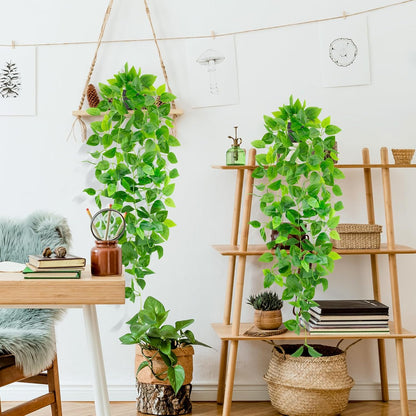 Artificial Hanging Plants Small Fake Pothos 39-in Long Potted Vine Plant Faux Trailing Ivy Vine for