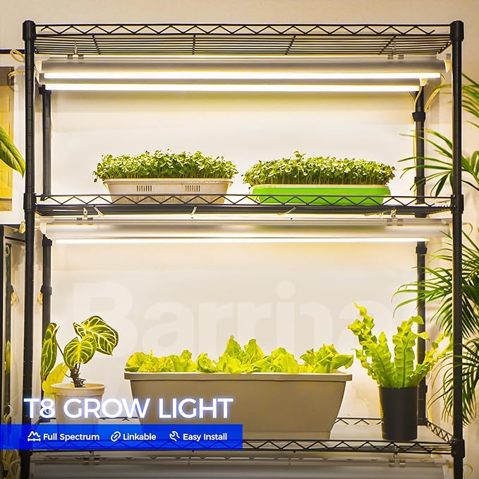 Barrina 3FT T8 Grow Light, 180W(6 x 30W), 1000W Equivalent, Full Spectrum, Plant Light, Growing
