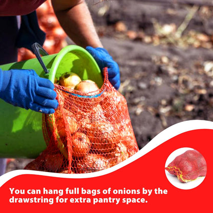 300 Pack 20'' x 14'' Mesh Onion Bags, Reusable Drawstring Fresh Produce Storage Bags for Onions