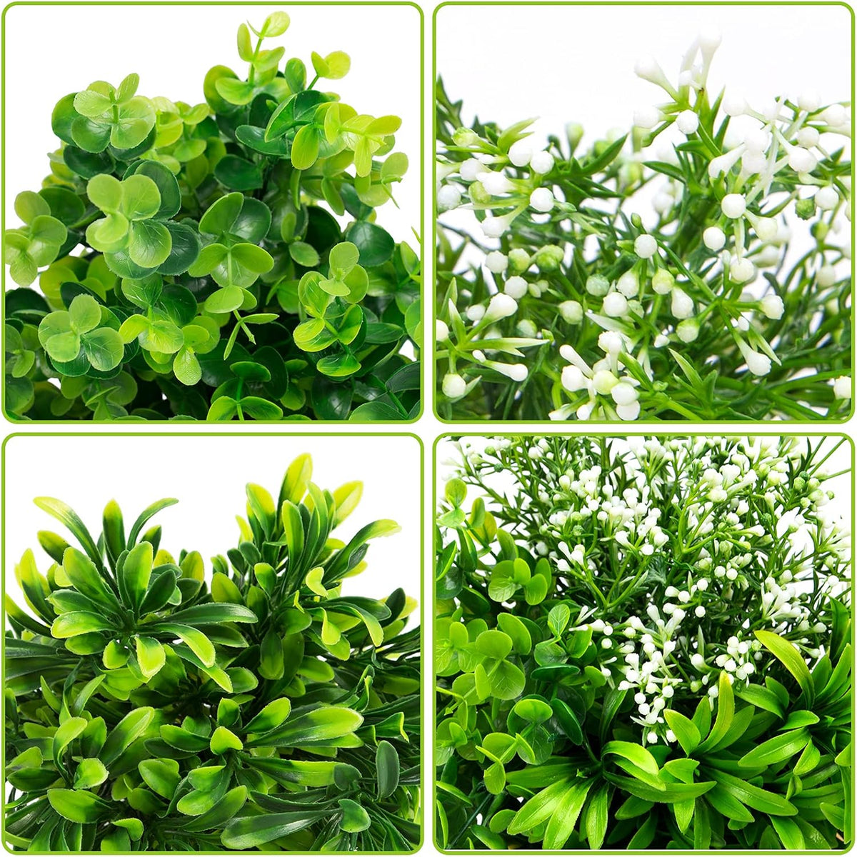 Ouddy Decor 6 Bundles Artificial Greenery Stems Mixed Fake Plants Eucalyptus Stems Babys Breath