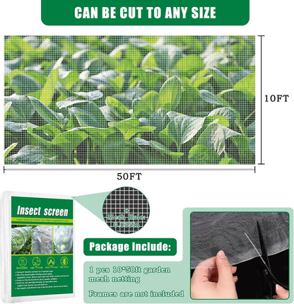 10 X 50 FT Garden Mesh Netting Pest Barrier for Raised Beds, Fruit Tree Netting for Cicadas, Bird