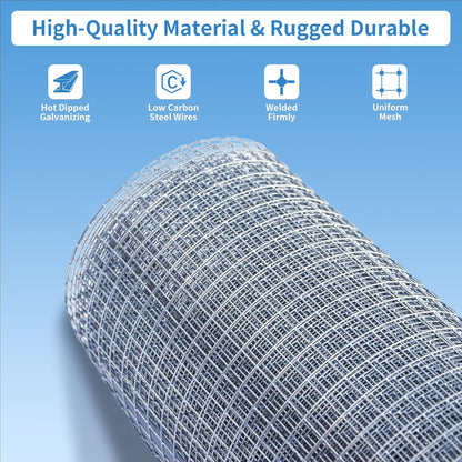 Hardware Cloth 1/2 Inch 48in X 100ft- Hot Dip Galvanized After Welding Wire Mesh Roll, 19 Gauge