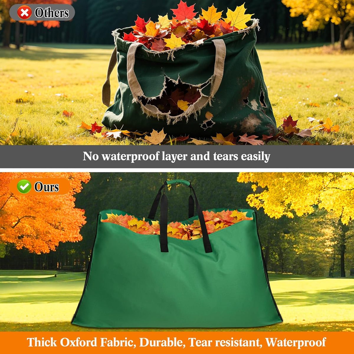 Leaf Bag for Collecting Leaves, 600D Oxford Cloth Collapsible Reusable Garden Yard Waste Tarp