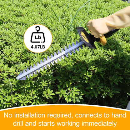 RENYU Portable Hedge Trimmer, 22 Inch Bush Trimmer Drill, 2.5 Inch Cut Capacity for Lawns, Hedges