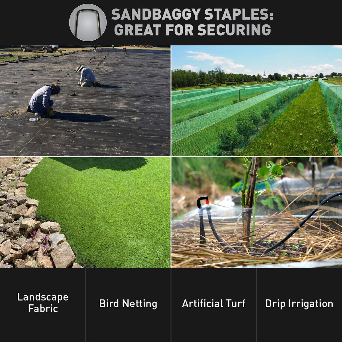 Sandbaggy 1000 Count 6" Landscape Staples | Industrial Grade 11 Gauge Steel | Great for Securing