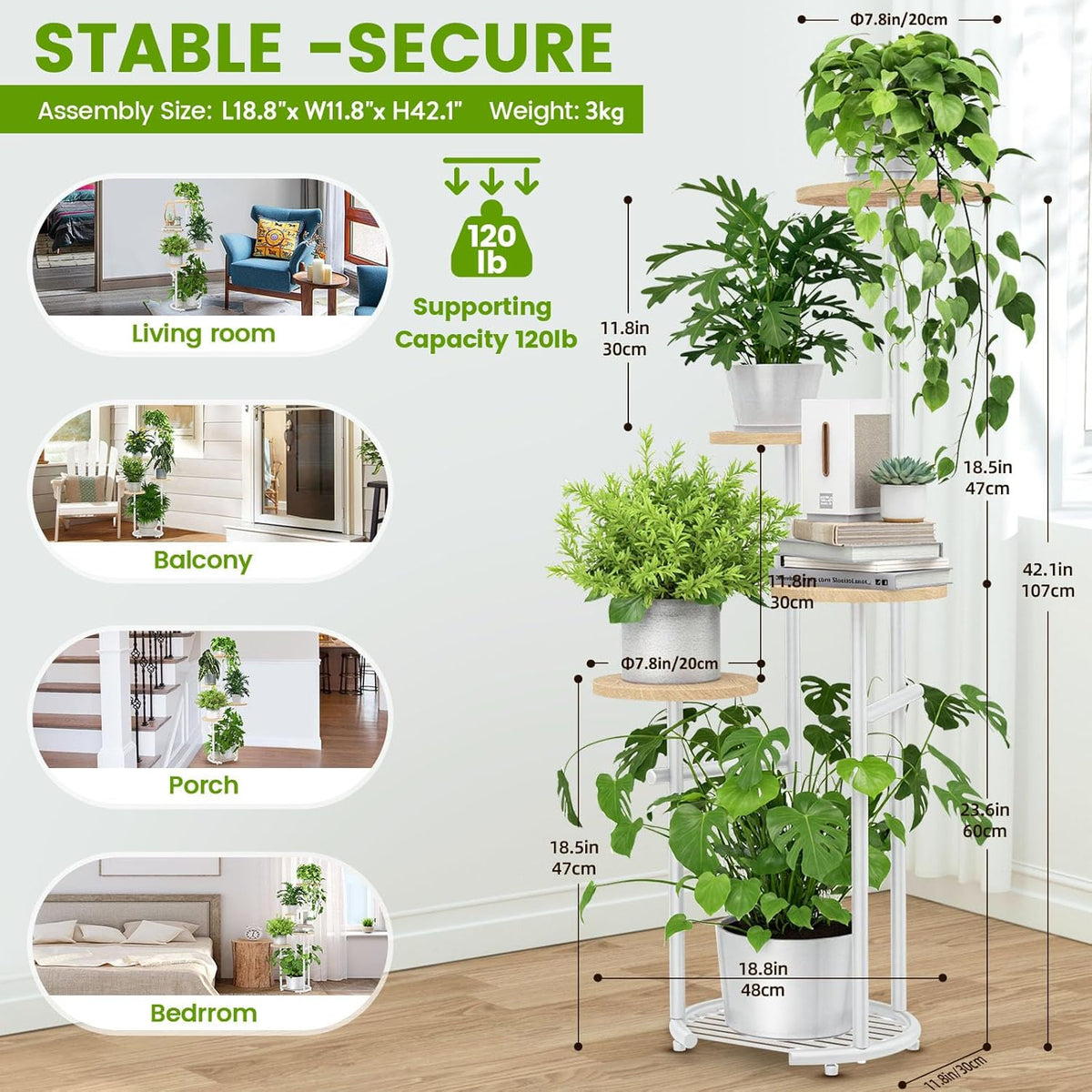 TOSKING 5 Tier Metal Plant Stand Indoor， Plant Shelf, Corner Shelf Flower Pot Stand for Outdoor