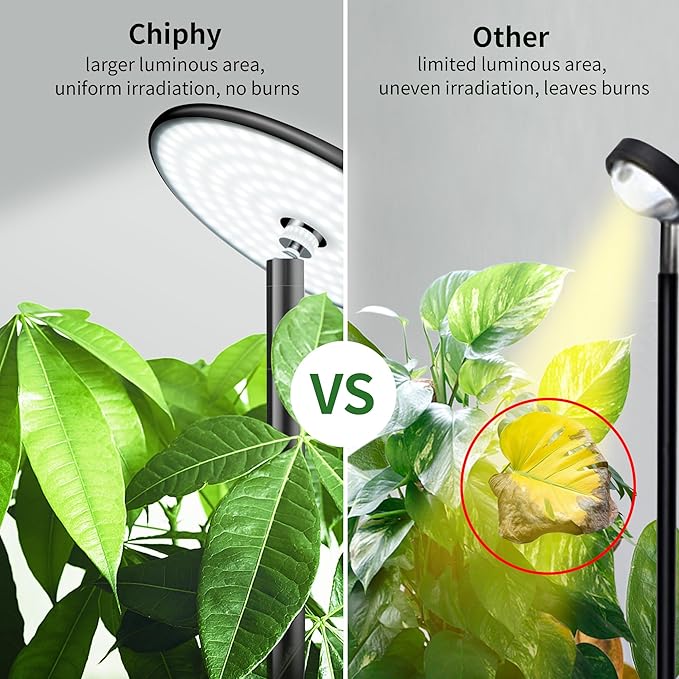 chiphy Grow Lights, 85" Full Spectrum Plant Light for Indoor Plants, 4/8/12H Timer, 40W Grow Lamp