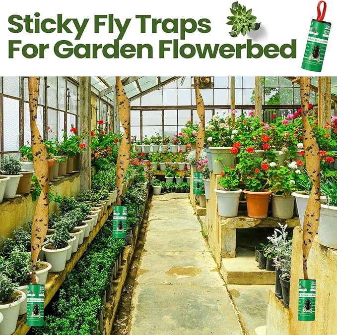 Qualirey 160 Pack Fly Strips Sticky Fly Trap Indoor Outdoor Hanging Ribbon Tape Paper Flying Insect
