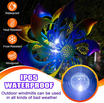 60 Inch Solar Wind Spinner Outdoor - Double-Sided Rotating Colorful Kinetic Wind Spinners for