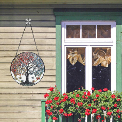 Large Tree of Life Garden Suncatcher, Stained Glass Window Hanging, Suncatchers for Windows