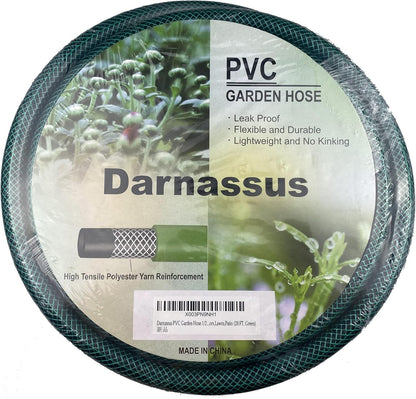 PVC Garden Hose 1/2 Inch Green Heavy Duty Water Hose with Solid Brass Fittings,No Leaking