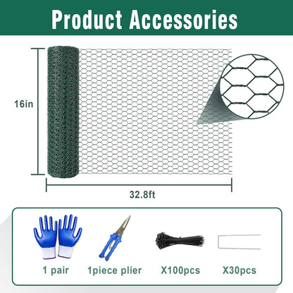 32.8Ft x 16In Plant Protectors from Animals, Metal Plant Chicken Wire Cages Covers Garden Netting