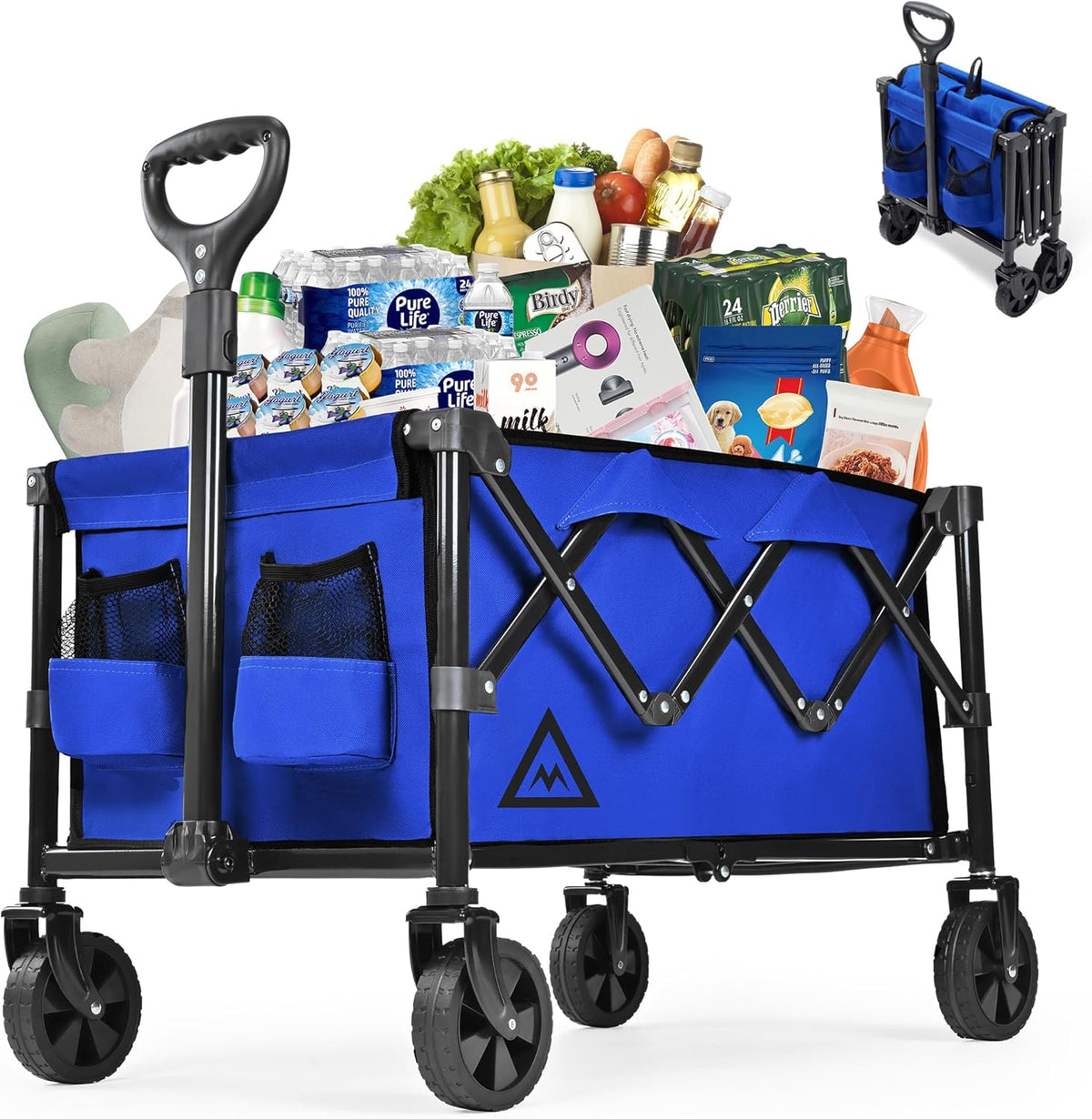 Wagon Cart Shopping Foldable Folding Collapsible with Wheels Big On Beach Garden Outdoor Grocery