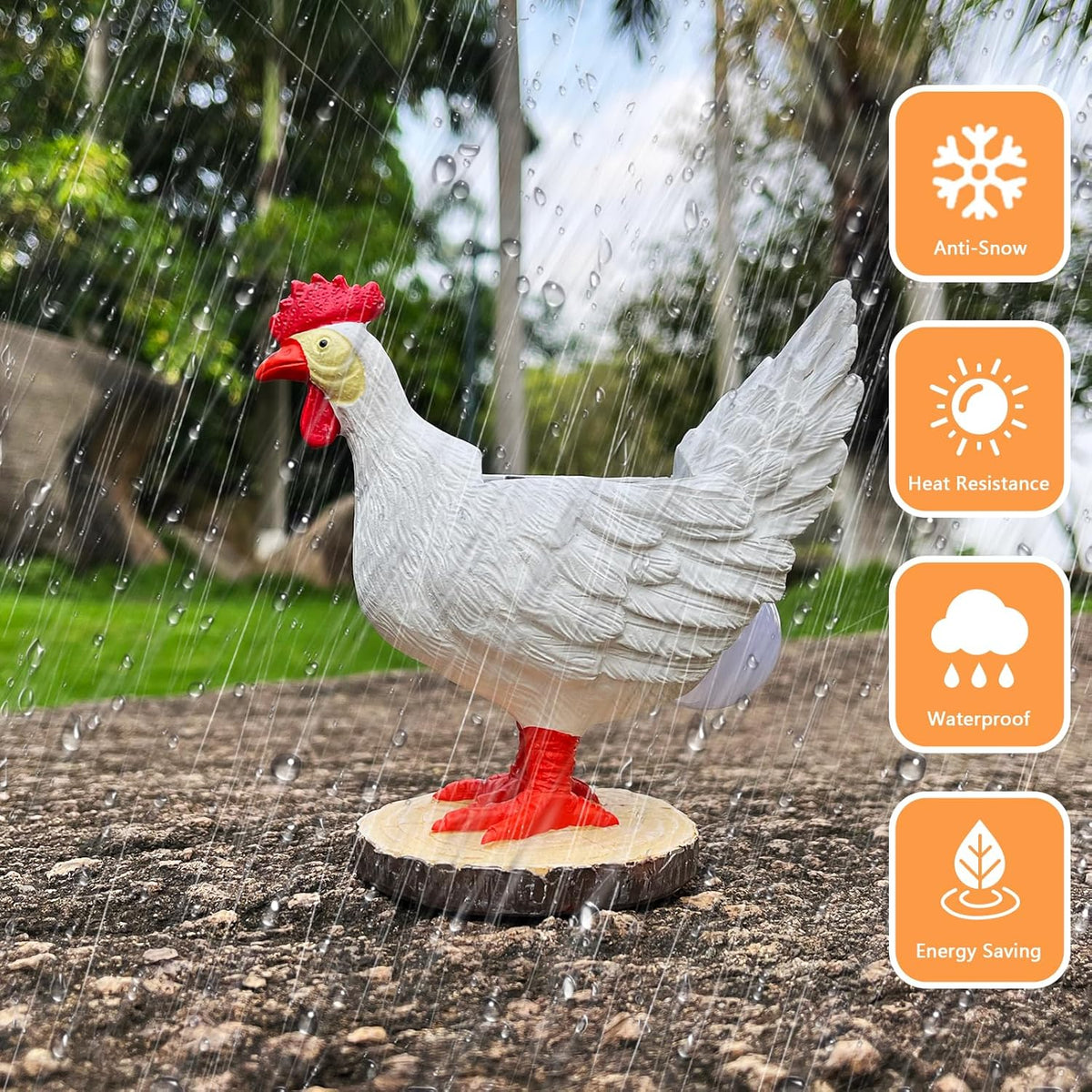 Solar Garden Statues Outdoor Decor - Miniature Chicken Egg Lamp Figurine Thanksgiving Decorations