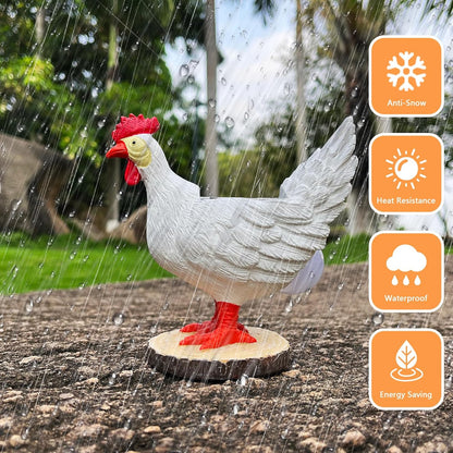 Solar Garden Statues Outdoor Decor - Miniature Chicken Egg Lamp Figurine Thanksgiving Decorations
