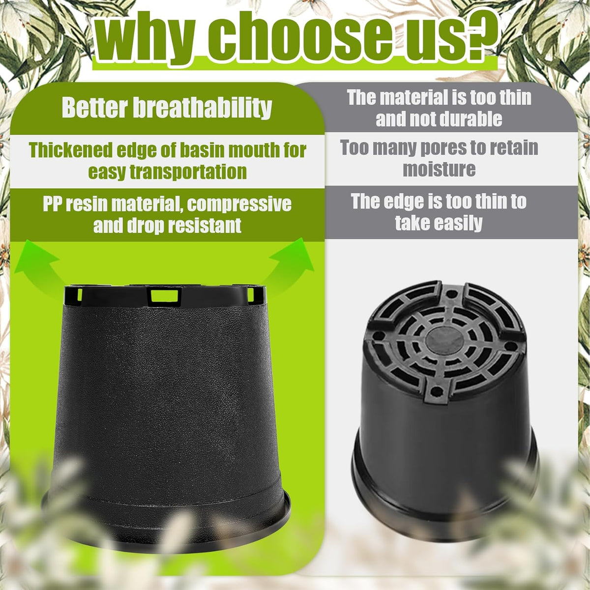 2 Gallon Nursery Pots Plastic Container Injection Molded Pot for Plants Flexible with Drainage