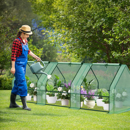 Aoodor 9 x 3 x 3 ft Mini Greenhouse with 3 Zipper Doors, Water-Resistant, UV-Protected for Flowers