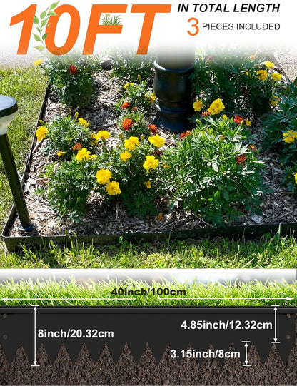 Vinci Landscape Edging Border, 40" L x 8" H 3Pack 10FT Total Black Galvanized Steel Garden Edging