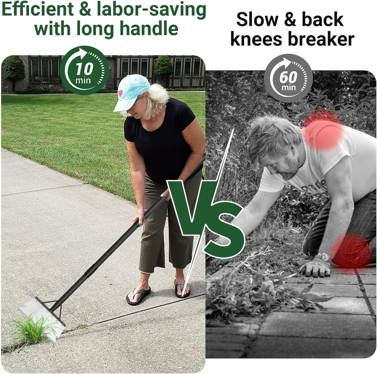 Garden Flat Shovel Scraper, Multifunctional Garden Cleaning Shovel with 59 Inch Long Handle, Heavy