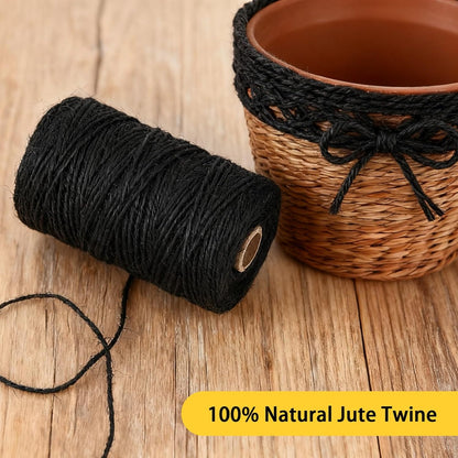 2mm 328 Feet Black Natural Jute Twine, for Crafts Gift, Craft Projects, Wrapping, Bundling
