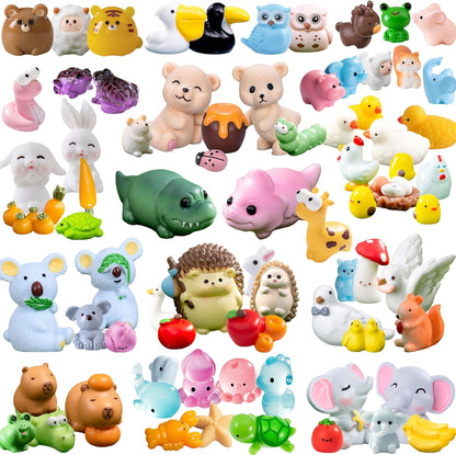 100pcs Various Mini Resin Animals Figurines Miniature Figures Ornament Fairy Garden Accessories