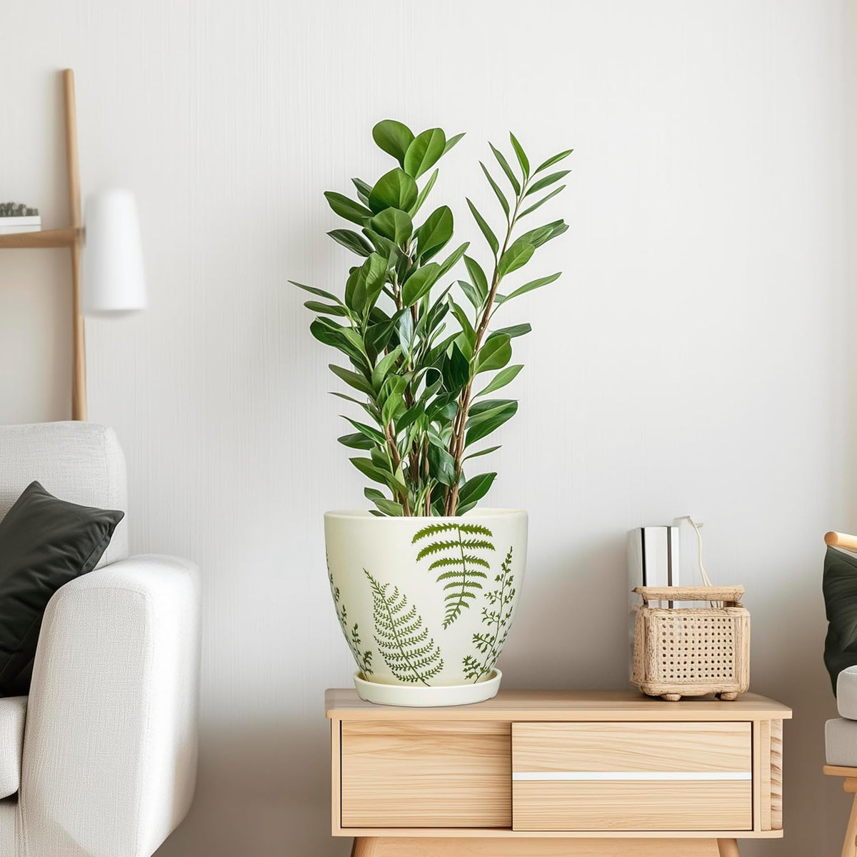 Ceramic Plant Pot 8.2 Inch - Ceramic Planter for Indoor Plants, Boho Round Decorative Outdoor