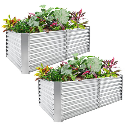 Land Guard 2 Pack 6×3×2 ft Galvanized Metal Raised Garden Bed, 2FT Deep Root Elevated Planter Box