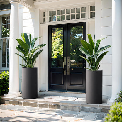 Kante 27.8 Inch Tall Cylindrical Planter, Large Round Plant Pots with Drainage Hole, Made with