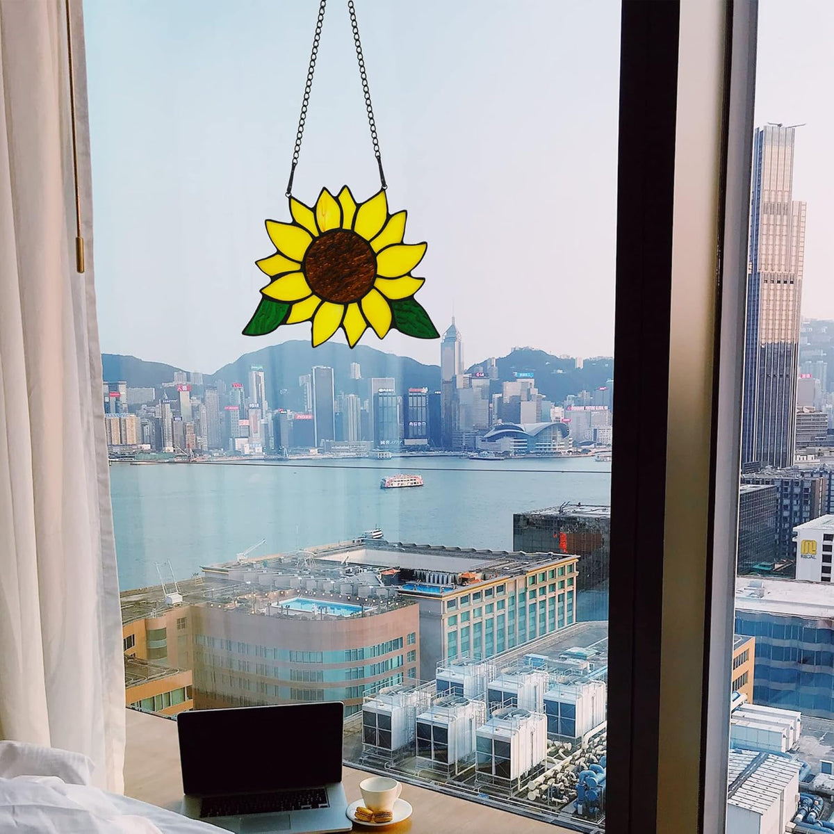 Sunflowers Gifts Stained Glass Window Hanging,Handmade Sunflower Kitchen Decor Suncatcher for