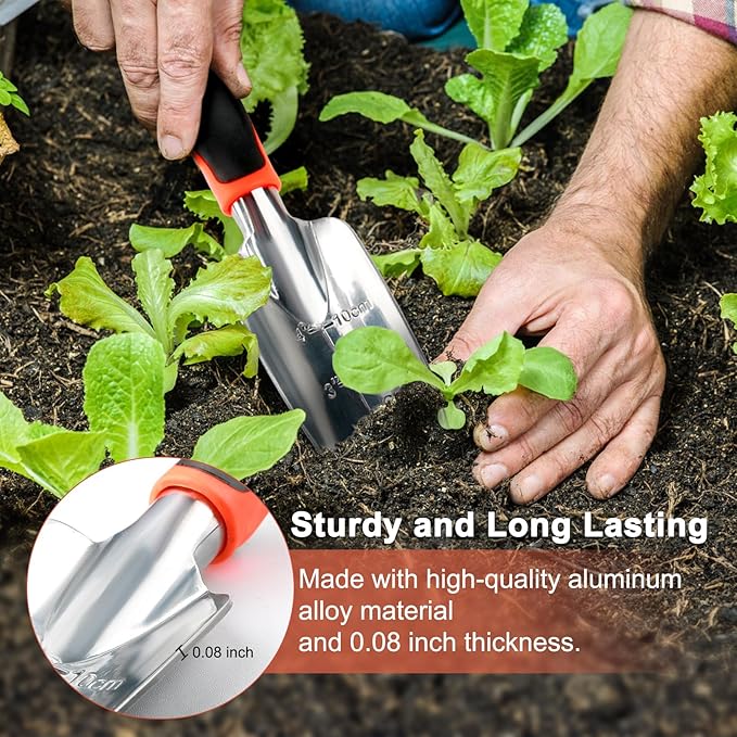 Garden Shovel Trowel Garden Tool with Measurement Mark, Heavy Duty Gardening Shovel Hand Tools