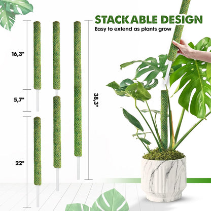 DUSPRO Green Stackable Mesh Moss Pole for Plants Climbing Vine Supporting Monstera Trellis, for